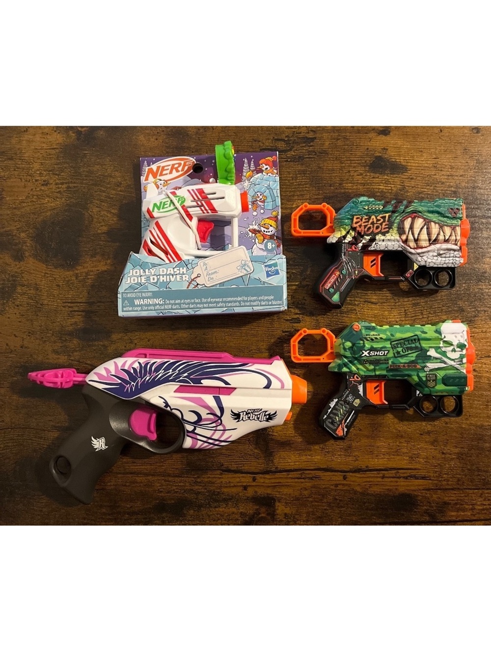 (4) Nerf X-Shot Skins + Rebelle + Jolly Dash Blaster Lot